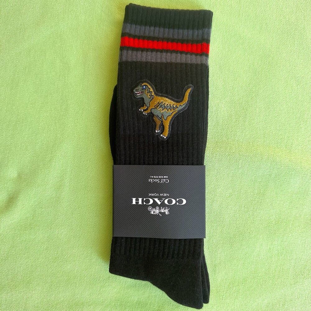 COACH REXY SPORT RIB CALF SOCKS:NWT BLACK CM066